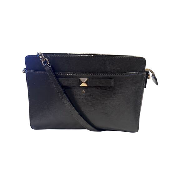 KATE SPADE Hancock Park Angelica Crossbody Doe Gray Patent Leather with Dust Bag - Picture 1 of 8